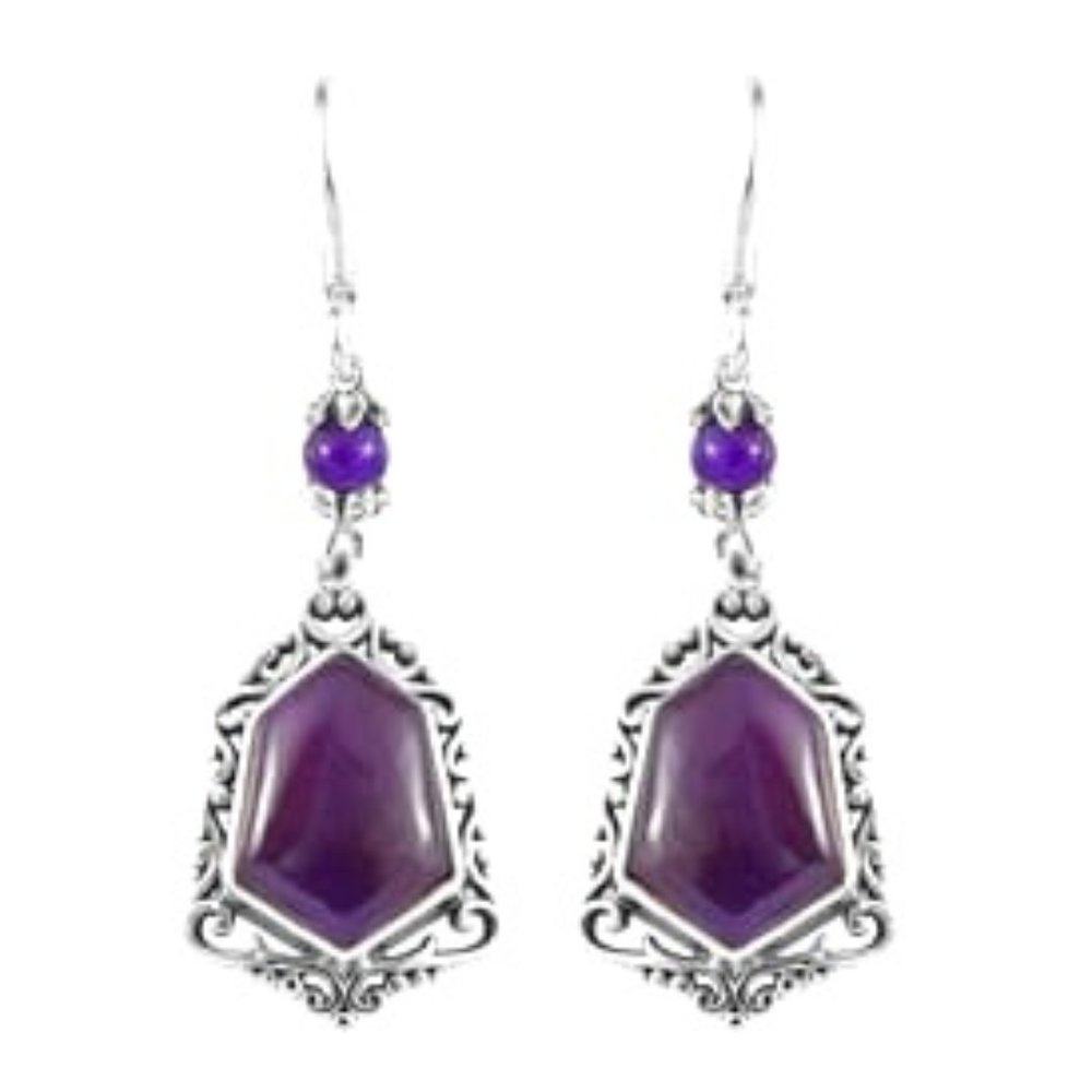 Amethyst Dangle Earrings in Sterling Silver NWT